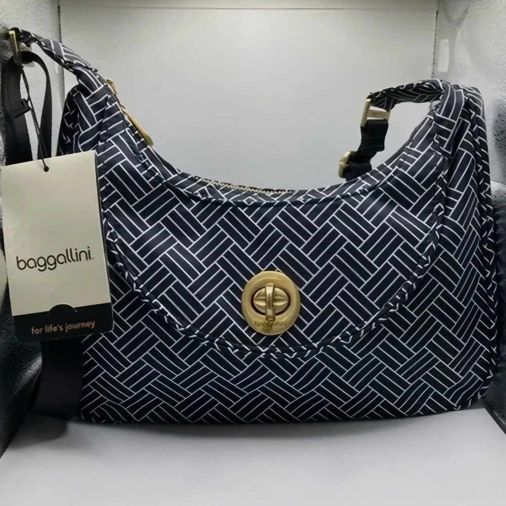 Baggallini Navy and White Patterned Shoulder Bag